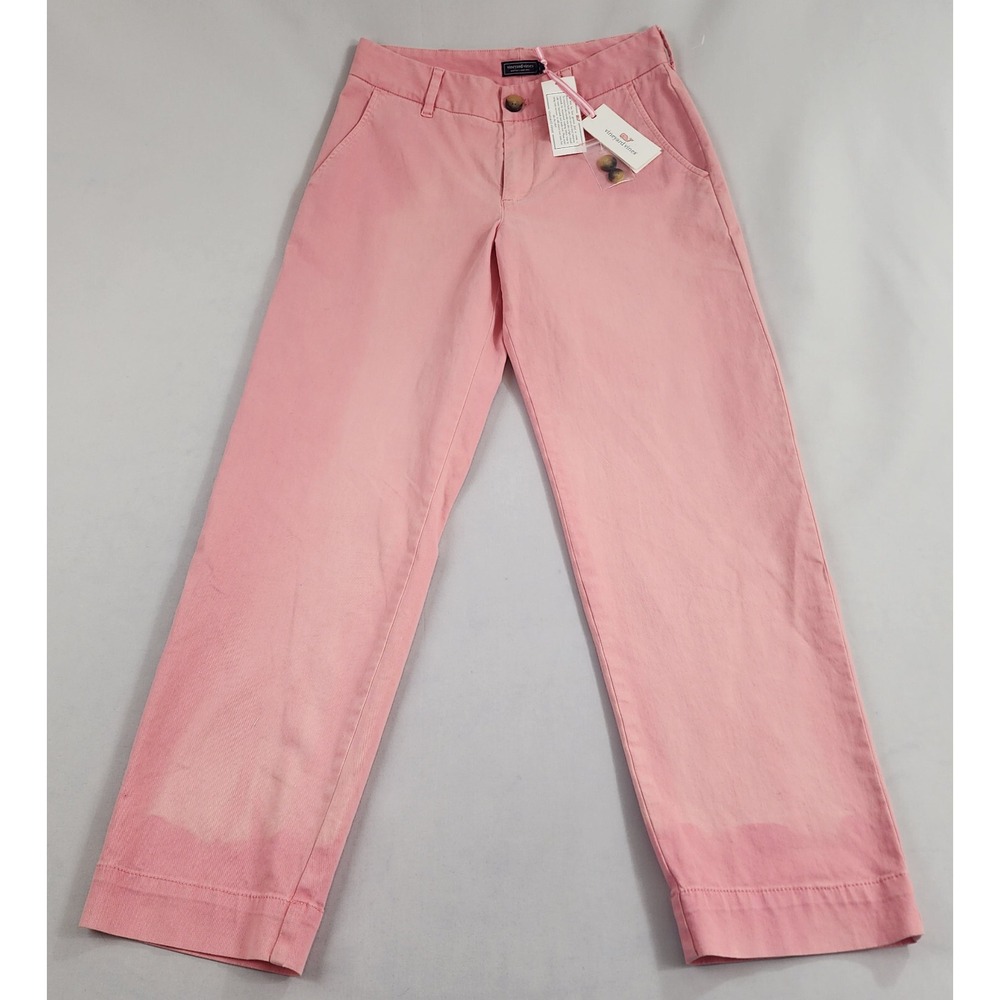 Vineyard Vines Womens Pink Mid Rise Vintage Chino Pants 4 Straight Leg 2P001491
